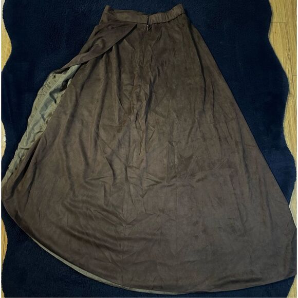 Ala Von Auersperg Full Length Skirt Flowy Suede Brown B15...
